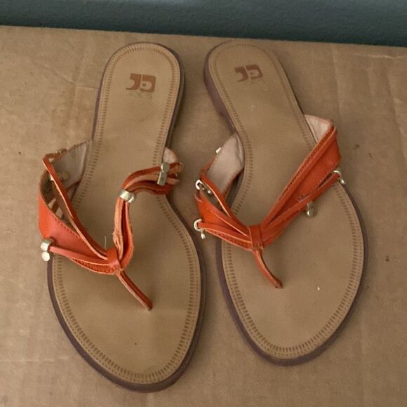 Joes Jeans Orange Leather Strappy Slip On Sandals - Picture 8 of 8